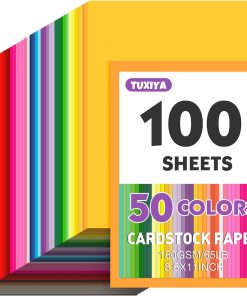100 Sheets 8.5 X 11 Colored Cardstock. 50 Assorted Colors Construction Paper Card Stock Printer Paper for Printing. Card Making. DIY Crafts.School Supplies.Party Decorations (180GSM/65LB)