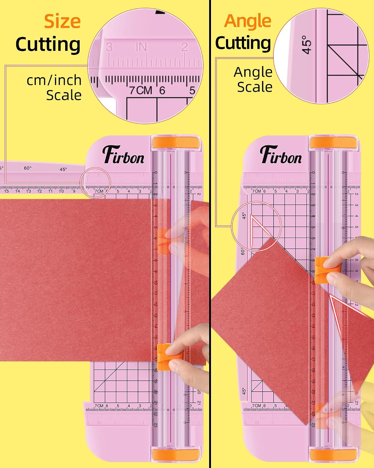 Firbon Pink A5 Paper Cutter. Straight Small Paper Trimmer with Side Ruler for Scrapbooking Craft. Paper. Coupon. Label. Cardstock - Image 3